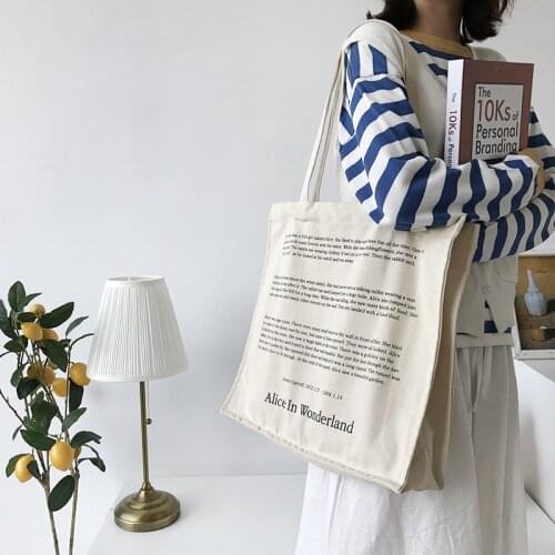 Fashion Women Canvas Shoulder Bag Large Capacity Shopping Bag Student School Bag Thick Cotton Cloth Handbag