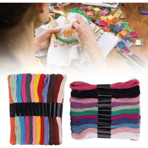 Embroidery Tools Kit with 9# 10# 12# 14# 16# 18# 20# Needle Threaders 24 Colors Embroidery Threads Yarn Scissor Set