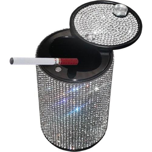 New Fashion Crystal Rhinestones Car ashtray Portable Cup Holder Metal with Diamond Auto Ashtrays High Class Gifts