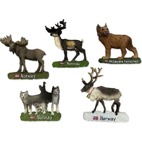 New Hand-painted Wildpark Ferleiten Norway Elk Wolf 3D Fridge Magnets Souvenirs Refrigerator Magnetic Stickers Gift