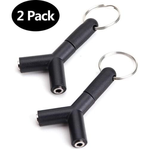 Audio Splitter Adapter,3.5mm Y Shape Stereo Jack Audio Headset Connector Adapter with Keyring