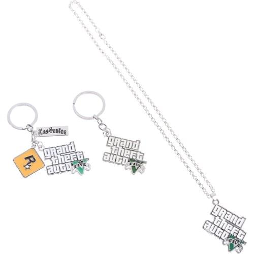 Key Holder Muti-Pendant Game Accessories GTA Metal Keychain Mens Car Pendant