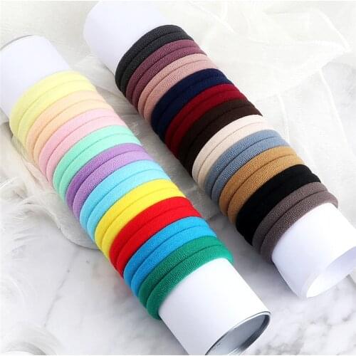 100PCS/Set Solid Color Headband Girls Women Basic Hair Bands High Elastic Rubber Band Hair Accessories Scrunchie Ponytail Holder