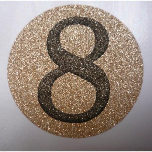 Rose gold glitter number stickers candle number sticker with customized texts or logo sticker