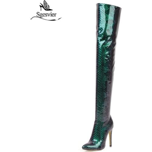 Sgesvier hot over the knee thigh high boots women pointed toe autumn winter boots thin high heels party prom shoes woman G786