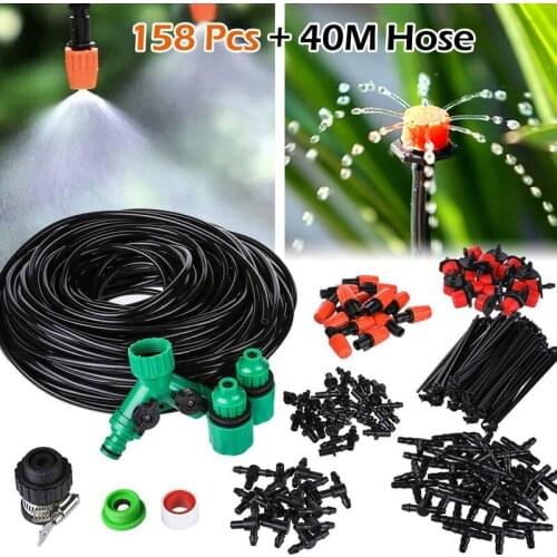 40m Watering System Drip Irrigation Set Garden Sprinkler Atomization Cooling Auto Watering Device Hanging Spray Waterer Kit