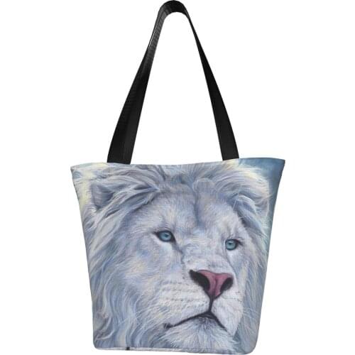 White Lion Shopping Bag Aesthetic Cloth Outdoor Handbag Female Fashion Bags