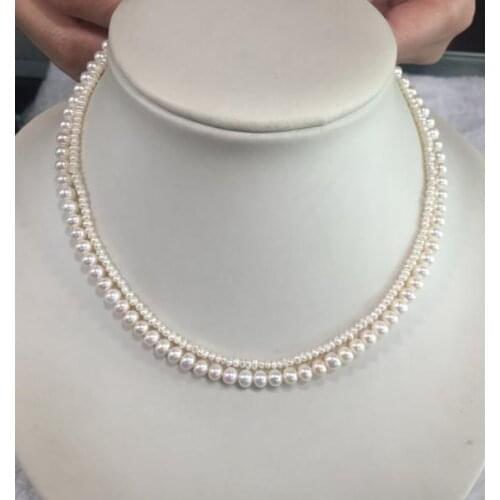 Freshwater Pearl Wedding Necklace, Real Pearl Necklace,Double Multi Strand Pearl Jewellery,Woman Choker Necklace