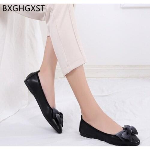 Leather Casual Shoes Loafers Women Barefoot Shoes Korean Fashion Slip on Shoes for Women Butterfly Knot Woman Flats Zapatillas