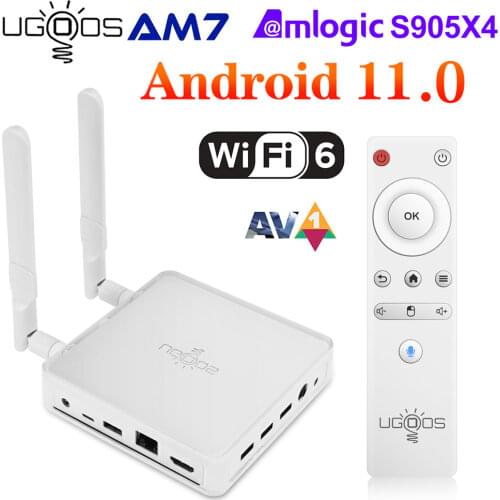 2021 UGOOS AM7 TV BOX Android 11 Amlogic S905X4 DDR4 4GB RAM 32GB ROM Support AV1 CEC HDR WiFi6 1000M BT5.0 OTT 4K TV BOX