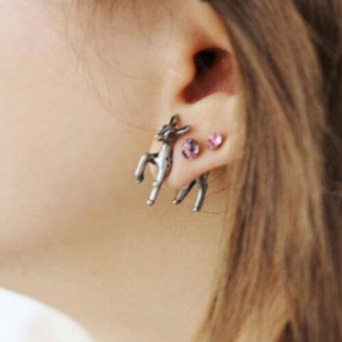 Halloween Decoration 1Piece 3D Creepy Black Spider Ear Stud Earrings Fawn, Dolphin Earrings for Haloween Party DIY Decor
