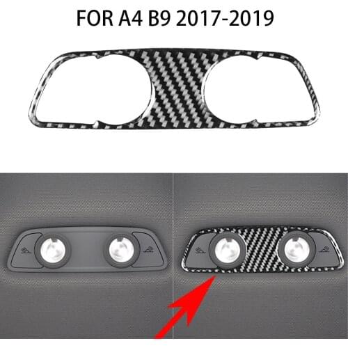 Carbon fiber car interior, rear reading light panel decoration, Suitable For Audi A4 B9 (2017-2021) stickers