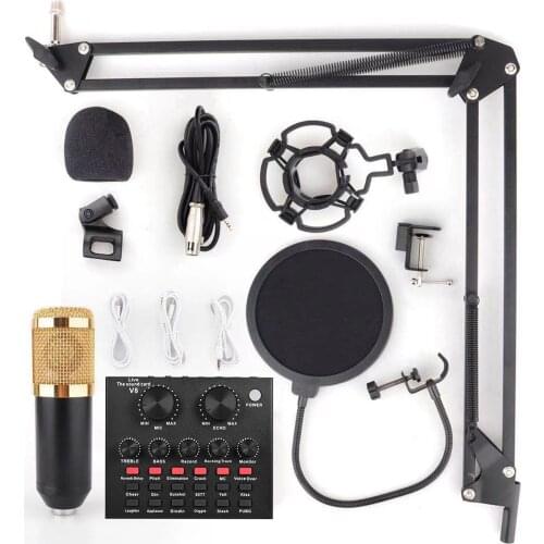 Vxmba Podcast Live Broadcast Equipment Professional Condenser MIC BM-800 Microfone V8 Arm Stand Studio Music Recording Equipment