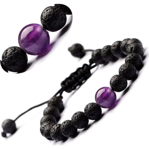 WIW 8mm Lava Stone Adjustab Hand Knitting Bracelet Lava Healing Balance Beads Reiki Buddha Prayer Natural Stone Bracelet Jewelry