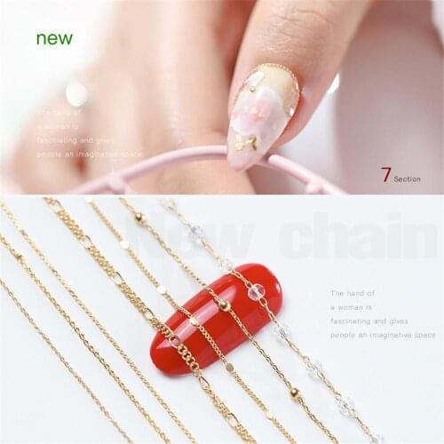 1 piece 20cm Golden Chain Nail Metal Decoration of Manicure Gold Nails Studs Charming 3D DIY Nail Art Deisgns