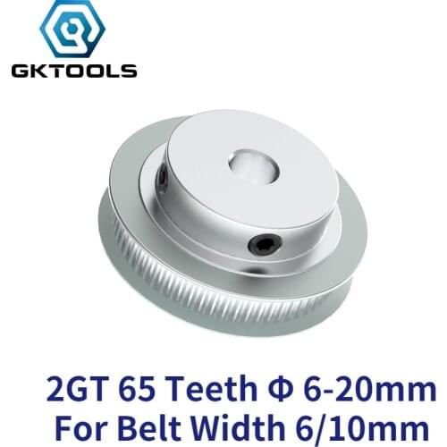 GKTOOLS 65 Teeth 2GT Timing Pulley Bore 6/6.35/8/10/12/14/15/16/17/19/20mm for GT2 Open Synchronous belt width 6/10mm 65Teeth
