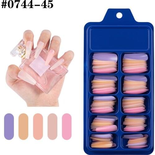 100pcs False Nails Multiple Solid Color Mixed Box Long Ballet Coffin Full Coverage Nail Art DIY Acrylic False Nails In 10 Sizes
