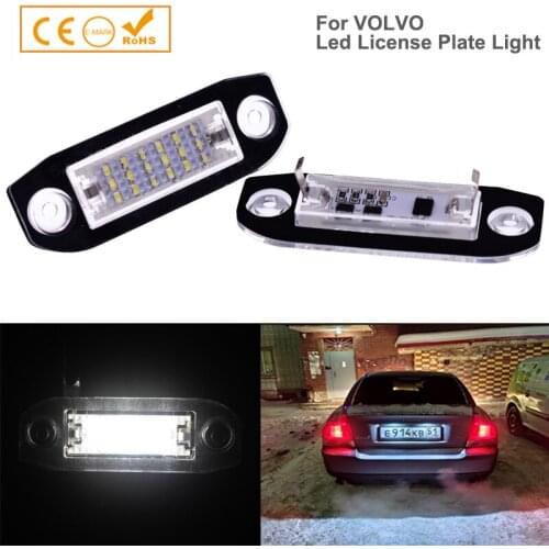 2Pcs Error Free White LED License Number Plate Light Lamps For VOLVO C30 C70 S40 S60 S80 V50 V60 V70 XC60 XC70 XC90 Car-Styling