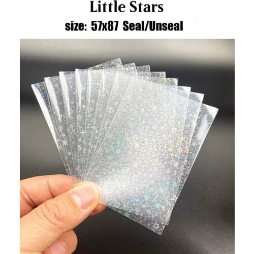 200pcs/lot Laser Clear Card Sleeves 57X87MM Seal/Unseal Transparent Star Small Cards Protector For Trading Cards Shield Cover