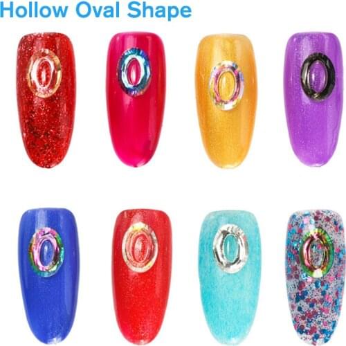 20p 7x10mm Hollow Oval Flatback fancy stone 3D nail rhinestone Nail Art Decoration crystal diamond ornament manicure accessories