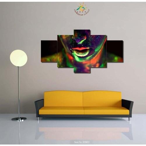 3-4-5 Pieces Abstract Woman Green Face Pictures Modern Wall Art Painting HD Printed On Canvas Home Decor Wall Art Pictures