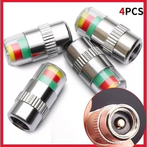 4PCS Car Auto Tire Pressure Monitor 2.4Bar 36PSI Valve Stem Caps Sensor Indicator Eye Alert Diagnostic Tools Kit Gauge Caps