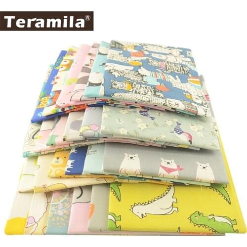 Teramila 100% Cotton Fabric Animal Design Telas 40x50cm/Pcs DIY Patchwork Stoffen Kids Cloth Craft Home Fat Quarter Pillow Tissu