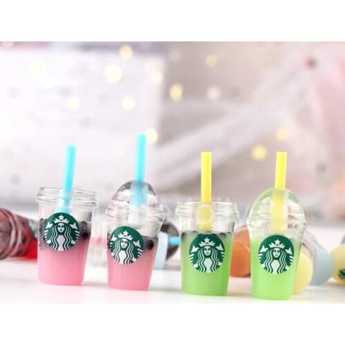 5pcs Cute 1/12 Scale Dollhouse Miniature Coffee Juice Cup Milk Tea Model Food for BJD Doll House Kitchen Accessories