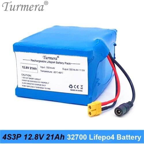 Turmera 32700 Lifepo4 Battery Pack 12.8V 7Ah 14Ah 21Ah 4S 40A Balancing BMS for Electric Boat and Uninterrupted Power Supply 12V