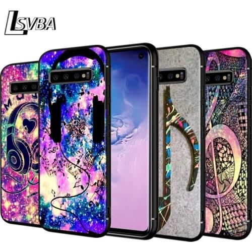 Colorful Music Notation For Samsung Galaxy Note 20 10 9 S10 Ultra S10E S9 S8 Plus A21S A51 A71 5G Black Phone Case