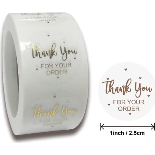 500pcs Labels 1inch Clear Gold Foil Thank You For your order Stickers For Wedding Gift Cards Envelope Sealing Label Stickers