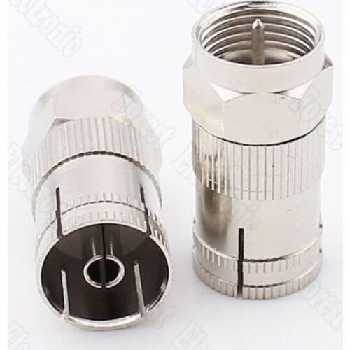F Head Male To RF Female Connector Digital Cable TV Adapter Imperial Connector For Set-top Box Copper