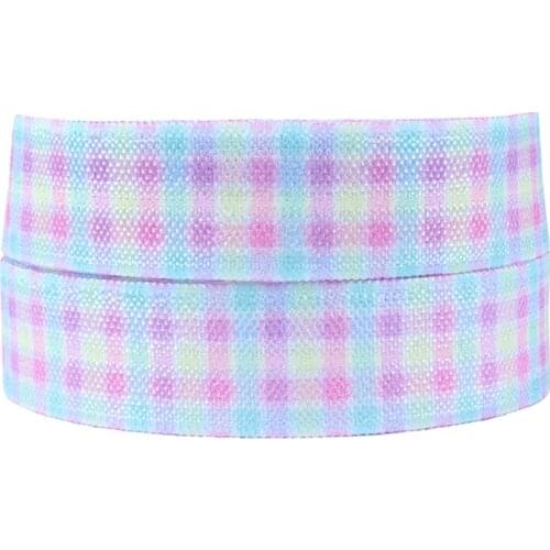 FLRA FOE 5/8 blue and pink Easter FOE elastic ribbon fold over elastic for decoration