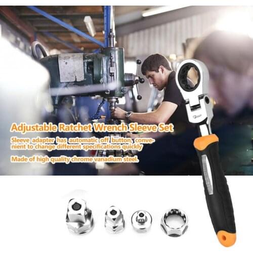 5Pcs/Set Ratchet Wrench 1/4 3/8 1/2 Adjustable Ratchet Spanners Set of Tools RTW-5 Wrench Spanner Auto Repair Tools