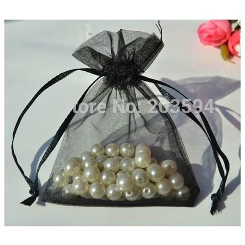 HFKVK ! 300PCS ,Random black Colors Jewelry Packing Drawable Organza Bags 7x9cm