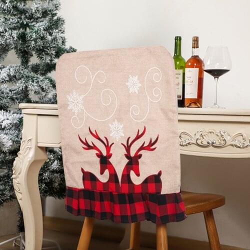 Santa Elk Chair Covers Christmas Decor Dinner Chair Xmas Cap Sets Dinner Table Non-woven Chair Back Covers For Home Decorations