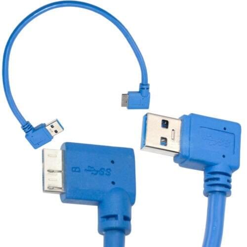 30cm USB 3.0 A 90 degree left angle male to Micro B male 90 degree left angle short Cable