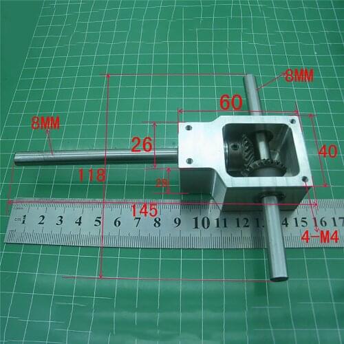 90 Degree Commutator Bevel Gearbox Speed Reducer Transmission Ratio 1:1 Dual Output Shaft 8mm 10mm Accessories