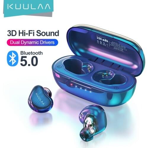 KUULAA TWS Bluetooth Earphones 3000mAh Wireless Headphone Led Display Stereo Sports Earphone Noise Cancelling Earbuds Headsets