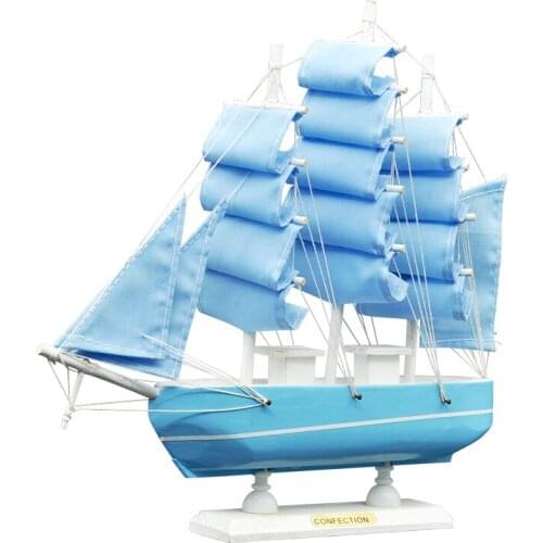 LUCKK Hot Sale 3D Wooden Assembly Blue Sailing 11in*11in*3.15in Decor Miniature Boat Sailing Ship Model FOR Home Decor Craft