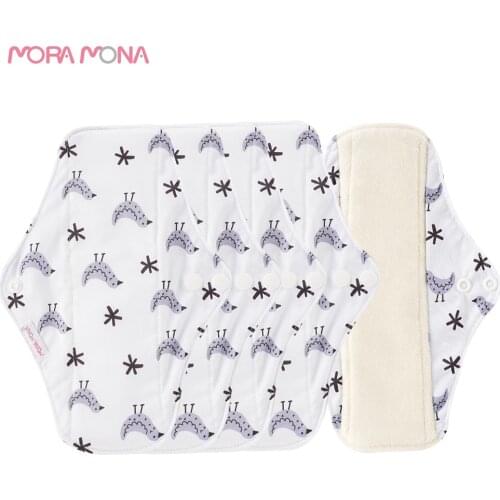 Mora Mona 5 Pieces /Set Reusable Women Sanitary Napkin Cloth Menstrual Pad Babyshow Reusable Washable Cloth Pad For MUM 25*17cm