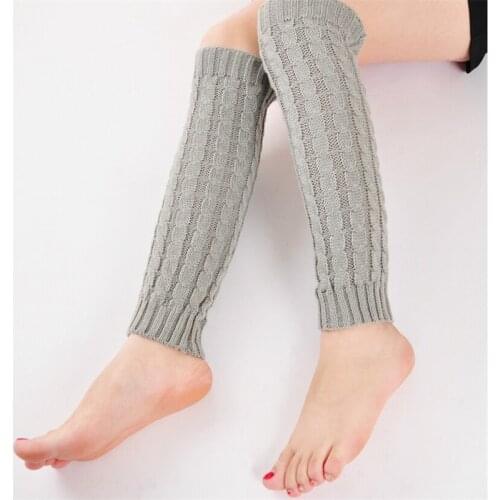 Trendy Useful Women Ladies Winter Knitting Stripe Crochet Solid Color Leg Warmers Legging 0424