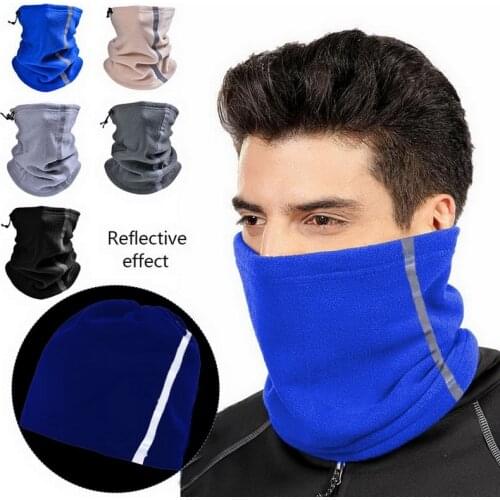 Men Women Winter Bandana Hiking Face Cover Snowboard Ski Neck Warmer Gaiter Cycling Bicycle Tube Scarf With Reflective Half Mask