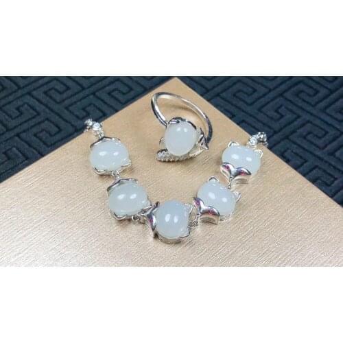 925 Silver Inlay and Tian Baiyu Fox Set hs03