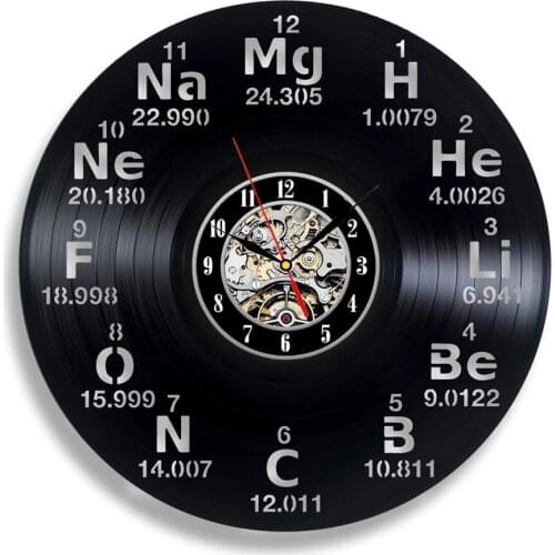 Vinyl Record Wall Clock Modern Design Chemistry Lab Elements Biology Science Vintage Vinyl Clocks Wall Watch Gift for Scientist