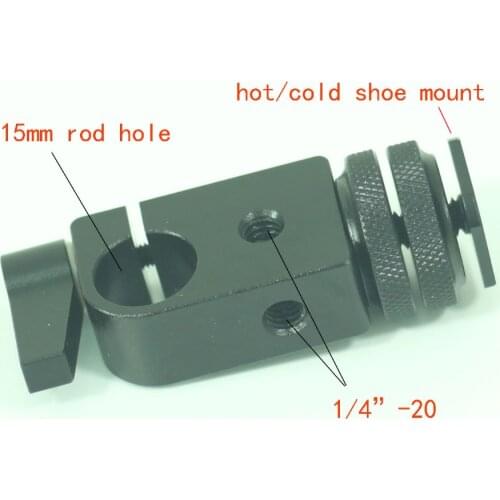 New Hot Shoe Mount 15mm Single Rod Clamp For DSLR Rig System Support Flash Light