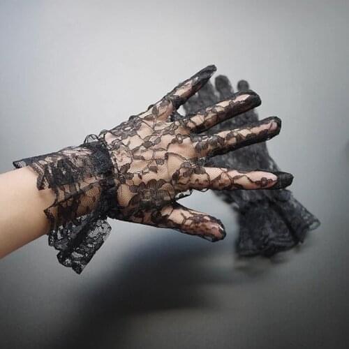 White Black Bridal Gloves Lace Finger Short Guantes Wedding Gloves Accessories Wrist Length Wedding Finger Gloves