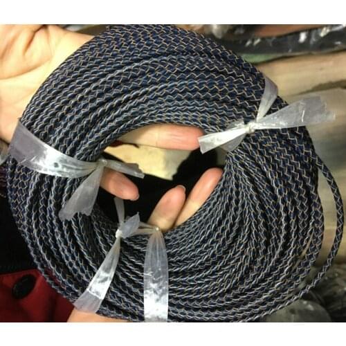 Braided Leather Bolo Cord Round Genuine Leather Strip For Necklace Bracelet Dark Blue 3mm