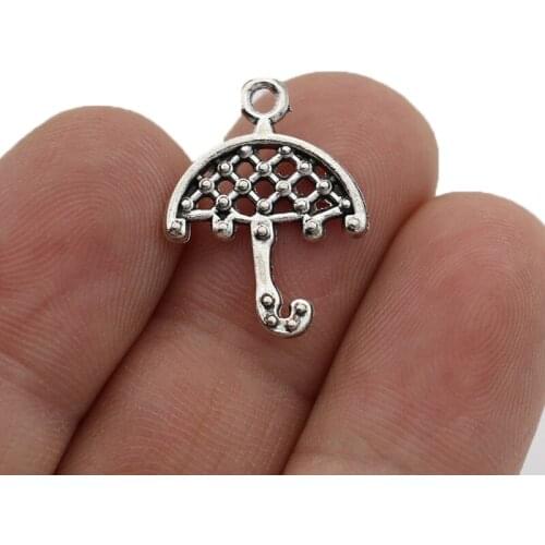 JAKONGO Umbrella Charms Pendants for Jewelry Making Bracelet DIY Accessories 16x21mm 20pcs