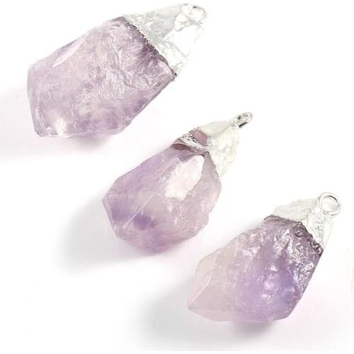Natural Stone Amethysts Pendants Exquisite accessories Irregular DIY for Necklace or Jewelry Making size 20X40MM
